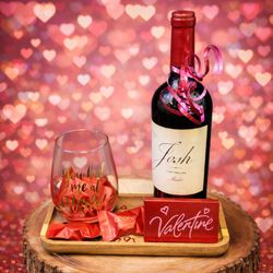 ART among the FLOWERS - You Had Me at Merlot Valentine Gift Set.  This Valentine's package is designed for wine lovers and hopeless romantics.