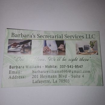 Barbara's Secretarial Services - Barbara William's secretarial services. - Notaries Near Me - Lafayette, Louisiana Barbara's Secretarial Services - Barbara William's secretarial services. - Notaries Near Me - Lafayette, Louisiana