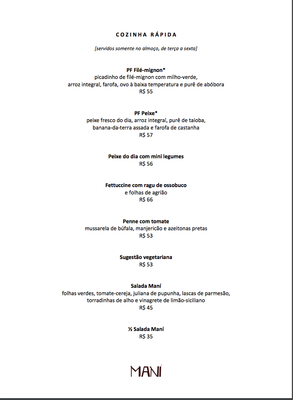 Menu photo 4 Maní São Paulo, SP