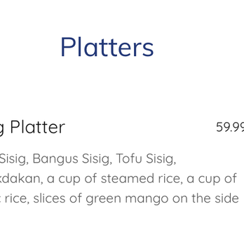 Intramuros Restobar & Grill - Per their website, here's a description of what's on the Platters. - Bars Near Me - Mississauga, Ontario Intramuros Restobar & Grill - Per their website, here's a description of what's on the Platters. - Bars Near Me - Mississauga, Ontario