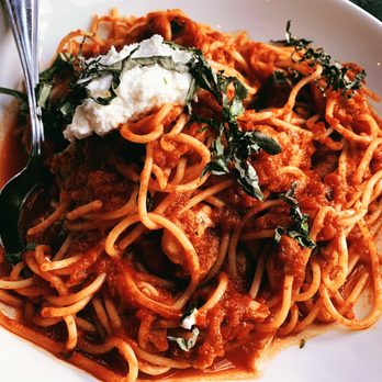 La Bocca Restaurant - Pomodoro pasta with chicken - Mediterranean Near Me - Whistler, British Columbia