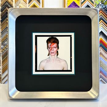 Orion Custom Framing - David Bowie photo in hand carved, silver leaf frame - Framing Near Me - San Francisco, California Orion Custom Framing - David Bowie photo in hand carved, silver leaf frame - Framing Near Me - San Francisco, California
