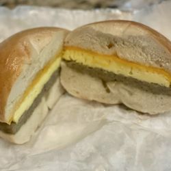 Barry Bagels - Eggel, Meat, & Cheese - opted for sausage and cheddar cheese