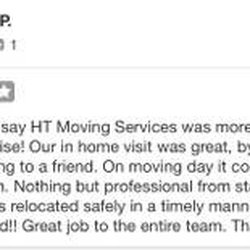 HT Moving Services - Customer Review