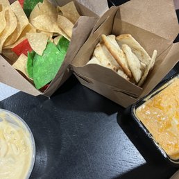 Queso dip chips and pita Queso dip chips and pita