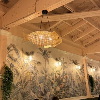 Nua Thai Kitchen - Beautiful decor of Nua featuring cute lighting shaped like a fish - Thai Near Me - Oakland, California Nua Thai Kitchen - Beautiful decor of Nua featuring cute lighting shaped like a fish - Thai Near Me - Oakland, California