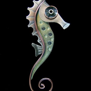 Vale Craft Gallery - "Seahorse Pin"; Chicken Scratch Jewelry; Sterling silver, copper and mixed media - Art Galleries Near Me - Chicago, Illinois Vale Craft Gallery - "Seahorse Pin"; Chicken Scratch Jewelry; Sterling silver, copper and mixed media - Art Galleries Near Me - Chicago, Illinois