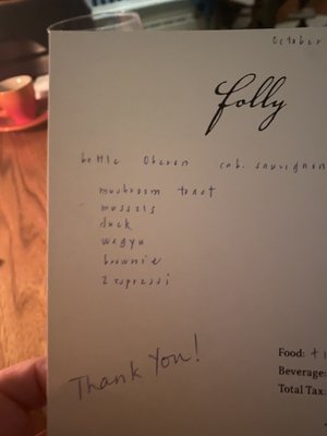 Menu photo 2 Folly Wilmington, VT Menu photo 2 Folly Wilmington, VT
