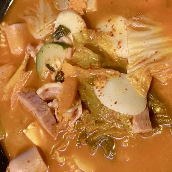 Thang Thang - Ramen with veggies and sliced hotdogs - Korean Near Me - San Diego, California Thang Thang - Ramen with veggies and sliced hotdogs - Korean Near Me - San Diego, California