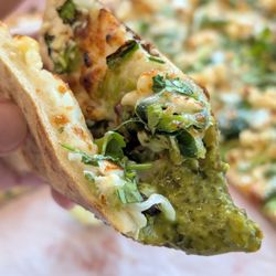 Sliver Pizzeria - Fremont - This cilantro, garlic, and lime green sauce was so good!