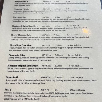 Big Mountain Ciderworks - Cider menu - Cideries Near Me - Kalispell, Montana