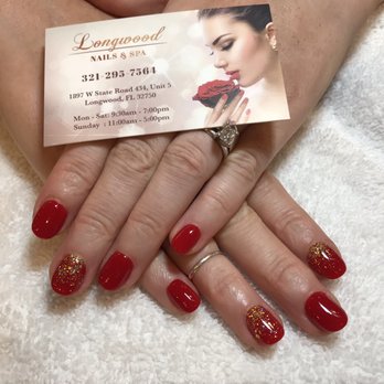 Longwood Nails And Spa - Big red apple with gold ombré - Nail Salons Near Me - Longwood, Florida Longwood Nails And Spa - Big red apple with gold ombré - Nail Salons Near Me - Longwood, Florida