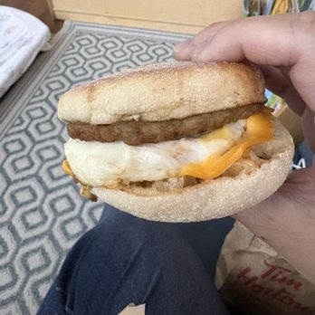 Tim Hortons - sausage, egg and cheese on English muffin - Sandwiches Near Me - North Bergen, New Jersey Tim Hortons - sausage, egg and cheese on English muffin - Sandwiches Near Me - North Bergen, New Jersey
