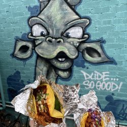The Vegan Nom - Taco Al pastor and kbbq taco ($5.50 each)