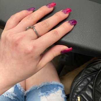 Ace Nail & Spa - I got a color changing UV gel fill in. The nails are violet in colder temperatures and red in warm temperatures. - Nail Salons Near Me - Flushing, New York