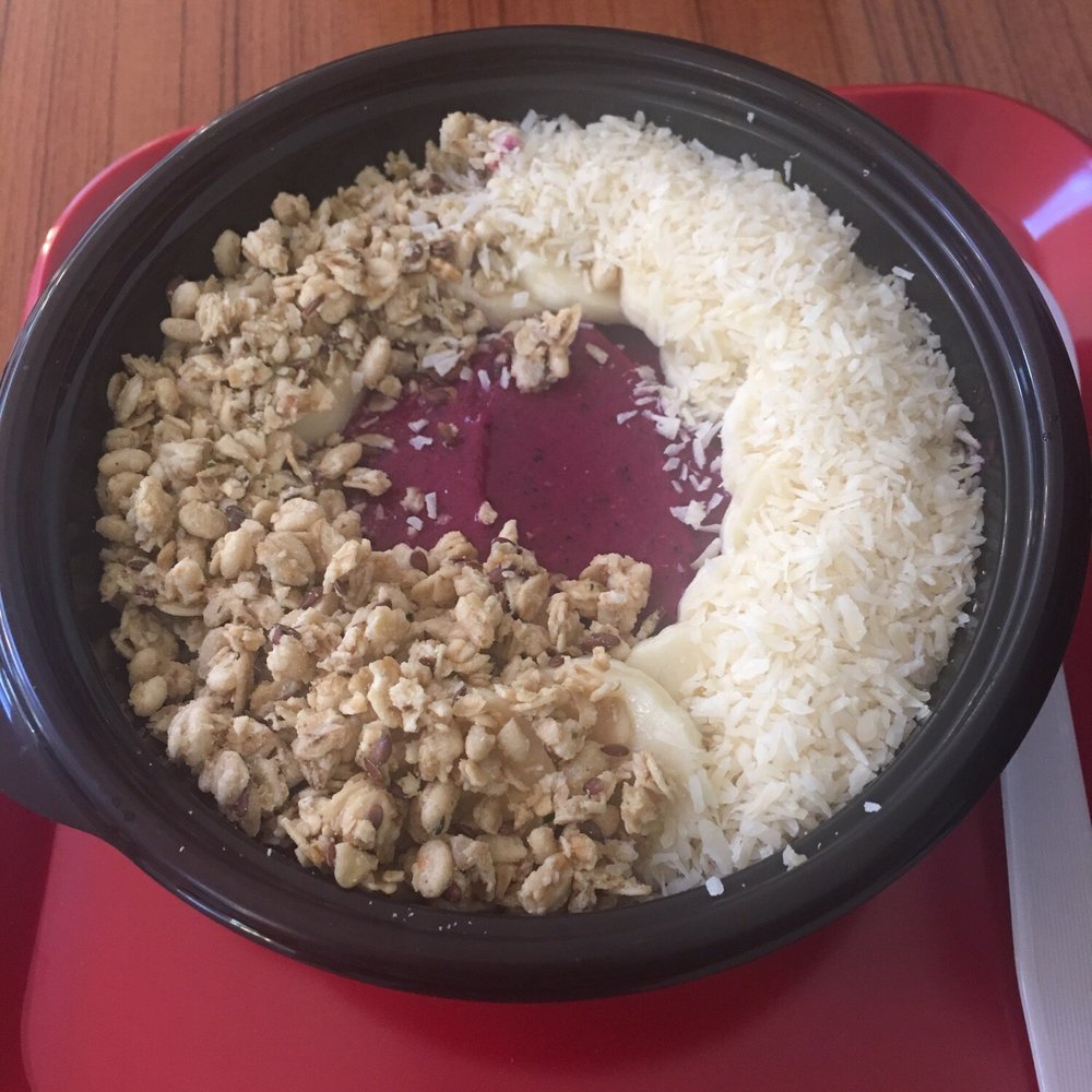 Ohana Fresh - Pitaya bowl topped with banana, coconut, and granola - Coffee & Tea Near Me - Palm Harbor, Florida Ohana Fresh - Pitaya bowl topped with banana, coconut, and granola - Coffee & Tea Near Me - Palm Harbor, Florida