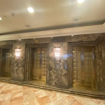 The Michelangelo - Stunning Gold Unknown (Fujitec?) elevators, The Michelangelo NYC - Hotels Near Me - New York, New York