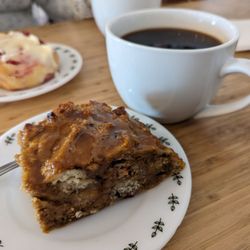 The Willow Bakery & Cafe - Sticky bread pudding and a raspberry swirl in the background
