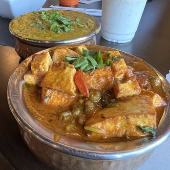 Himalayan Kitchen - Dal Makhani (back, allium free) and Matar Paneer (front, allium free). Mango lassi and Salted Lassi also pictured in the background. - Indian Near Me - San Antonio, Texas Himalayan Kitchen - Dal Makhani (back, allium free) and Matar Paneer (front, allium free). Mango lassi and Salted Lassi also pictured in the background. - Indian Near Me - San Antonio, Texas