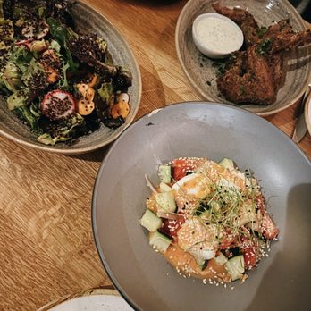 Canard - Burrata & Heirloom Tomato, Market Greens Salad, Fried Chicken Wings - Wine Bars Near Me - Portland, Oregon Canard - Burrata & Heirloom Tomato, Market Greens Salad, Fried Chicken Wings - Wine Bars Near Me - Portland, Oregon