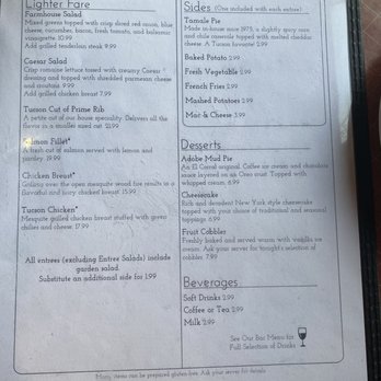 El Corral - Dinner Menu - Steakhouses Near Me - Tucson, Arizona