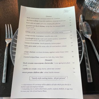 Bon Mot - Dinner menu on August 21st, 2022. - Korean Near Me - Cupertino, California