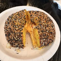 Grandpa's Bagels - Egg & cheese on egg everything bagel