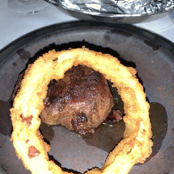 Beef 'N Bottle - 6 oz Filet Mignon with onion ring - Steakhouses Near Me - Charlotte, North Carolina Beef 'N Bottle - 6 oz Filet Mignon with onion ring - Steakhouses Near Me - Charlotte, North Carolina