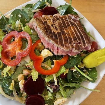 Calypso’s - Greek salad with Ahi Tuna - Seafood Near Me - Tavernier, Florida Calypso’s - Greek salad with Ahi Tuna - Seafood Near Me - Tavernier, Florida