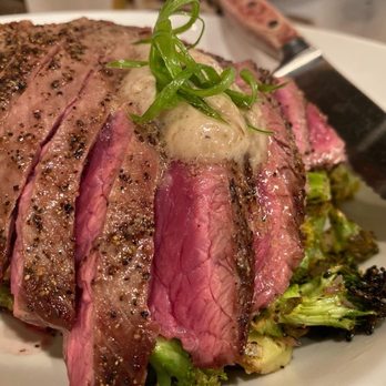 Grape Juice - Flank steak with pan seared broccoli and truffle mashed potatoes - Wine Bars Near Me - Kerrville, Texas