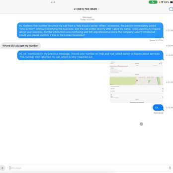 Fluffy Maids - My text messages with them after they hung up the call... - Office Cleaning Near Me - McFarland, California Fluffy Maids - My text messages with them after they hung up the call... - Office Cleaning Near Me - McFarland, California