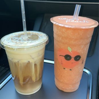 Whata Peach - Sweet Summer Smoothie - Right Einspanner Latte (Iced) - Left So yummy! - Juice Bars & Smoothies Near Me - Studio City, California Whata Peach - Sweet Summer Smoothie - Right Einspanner Latte (Iced) - Left So yummy! - Juice Bars & Smoothies Near Me - Studio City, California