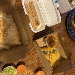 Birria, Shrimp Quesadilla, Churros