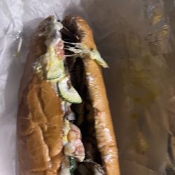Rusty's Pizza Parlor - Veggie Sub: Double Toasted, Olives, bell pepper, onions, Zucchini, Mushrooms, Italian dressing Mayo and mustard,