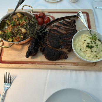 Old Hickory Steakhouse - 38 oz Wagyu Tomahawk Steak with Crispy Brussels and Mashed Potatoes - Steakhouses Near Me - Nashville, Tennessee Old Hickory Steakhouse - 38 oz Wagyu Tomahawk Steak with Crispy Brussels and Mashed Potatoes - Steakhouses Near Me - Nashville, Tennessee