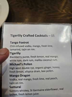Menu photo 1 Tigerlily Berkeley, CA