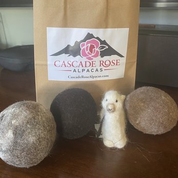 Cascade Rose Alpacas - Dryer balls and the cutest alpaca made from alpaca fiber! - Petting Zoos Near Me - Carnation, Washington