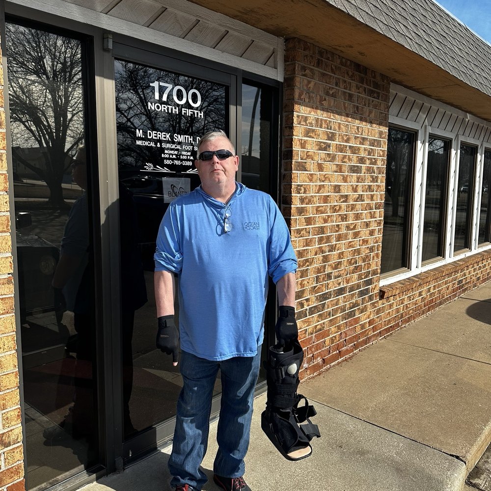 M Derek Smith, DPM - My husband leaving Dr Smith's office wearing TWO shoes after wearing only one for four months! - Podiatrists Near Me - Ponca City, Oklahoma M Derek Smith, DPM - My husband leaving Dr Smith's office wearing TWO shoes after wearing only one for four months! - Podiatrists Near Me - Ponca City, Oklahoma