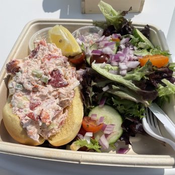 Clam Bar at Napeague - PERFECT LOBSTER Roll OVER CHOICE OF SALAD. - Seafood Near Me - Amagansett, New York Clam Bar at Napeague - PERFECT LOBSTER Roll OVER CHOICE OF SALAD. - Seafood Near Me - Amagansett, New York