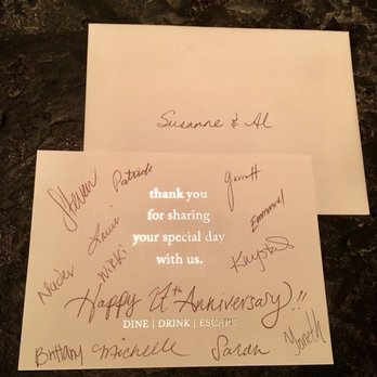 Nick's San Clemente - SWEETNESS!! Everyone personally signed a card for us. - American Near Me - San Clemente, California Nick's San Clemente - SWEETNESS!! Everyone personally signed a card for us. - American Near Me - San Clemente, California
