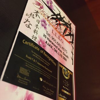 Sushi T & T - the certificate of recognition - Japanese Near Me - Ajax, Ontario Sushi T & T - the certificate of recognition - Japanese Near Me - Ajax, Ontario