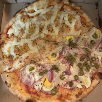 Theos Hot Pizza - Half Portuguese and half chicken and catupiry's pizza - Pizza Near Me - San Diego, California Theos Hot Pizza - Half Portuguese and half chicken and catupiry's pizza - Pizza Near Me - San Diego, California