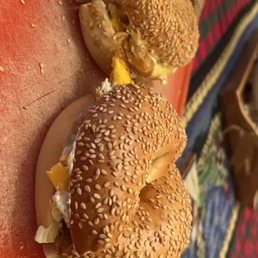 two bagels on a tray two bagels on a tray