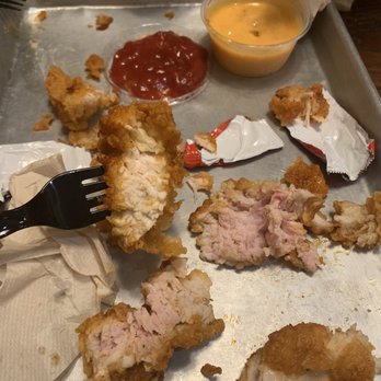 Holdaak Fried Chicken - Normal (on the fork) and undercooked (which is what I had ate) - Chicken Shop Near Me - Fullerton, California
