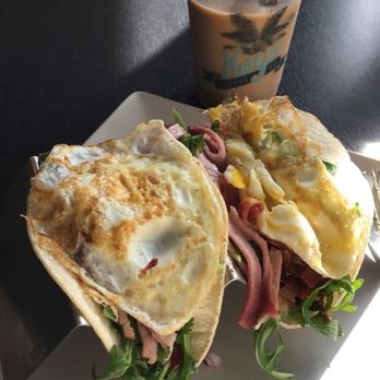 Keys Coffee - Ham Breakfast tacos with medium cooked eggs and delicious iced coffee - Coffee & Tea Near Me - Key West, Florida Keys Coffee - Ham Breakfast tacos with medium cooked eggs and delicious iced coffee - Coffee & Tea Near Me - Key West, Florida