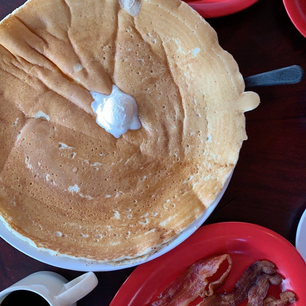 Billy Gail's - Side order of bacon, 14in pancake, and cheesy hashbrowns - American Near Me - Branson, Missouri Billy Gail's - Side order of bacon, 14in pancake, and cheesy hashbrowns - American Near Me - Branson, Missouri
