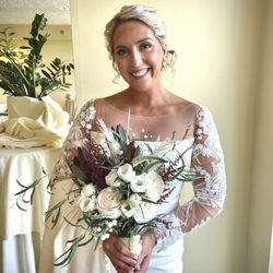 Pepper & Fern Floral Design - White and maroon bridal bouquet