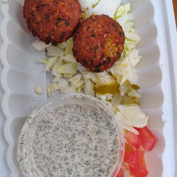 Kabobaholic - Falafel side (minus one in my stomach) BOMB tzatziki sauce - Food Trucks Near Me Kabobaholic - Falafel side (minus one in my stomach) BOMB tzatziki sauce - Food Trucks Near Me