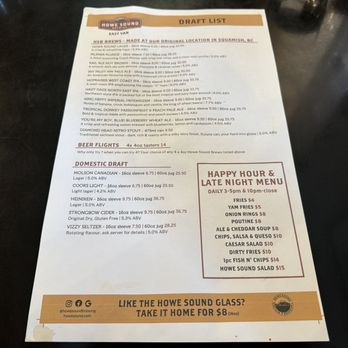 Howe Sound Brewing Taphouse & Kitchen - Draft beer menu~ - Brewpubs Near Me - Vancouver, British Columbia Howe Sound Brewing Taphouse & Kitchen - Draft beer menu~ - Brewpubs Near Me - Vancouver, British Columbia