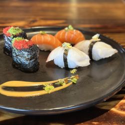 Hokkaido Ramen & Sushi Bar - Salmon Sushi, octopus sushi & Tobiko Roe sushi